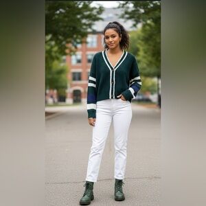 Green‎ Striped Women's knitted Sweater
